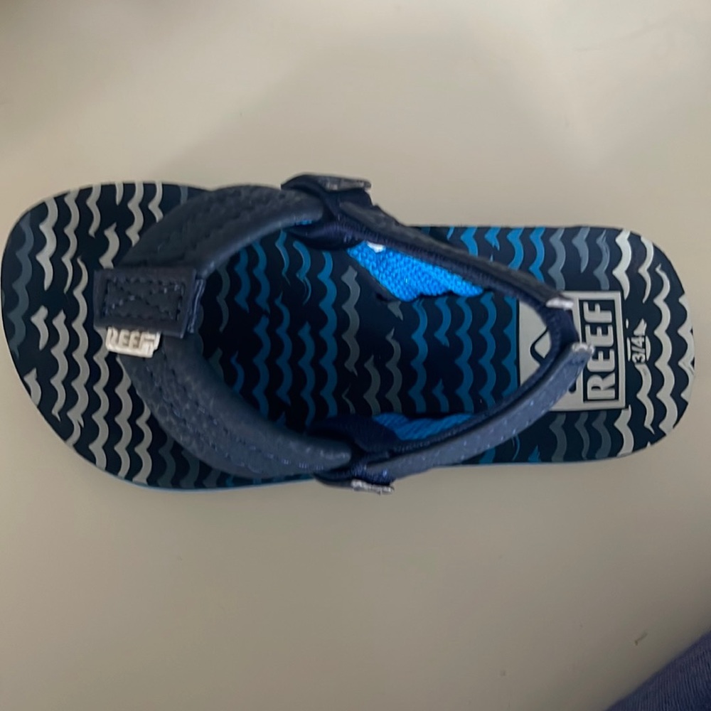 Reef Ahi flip flop sandal infant baby blue waves backstrap boy new 3 4